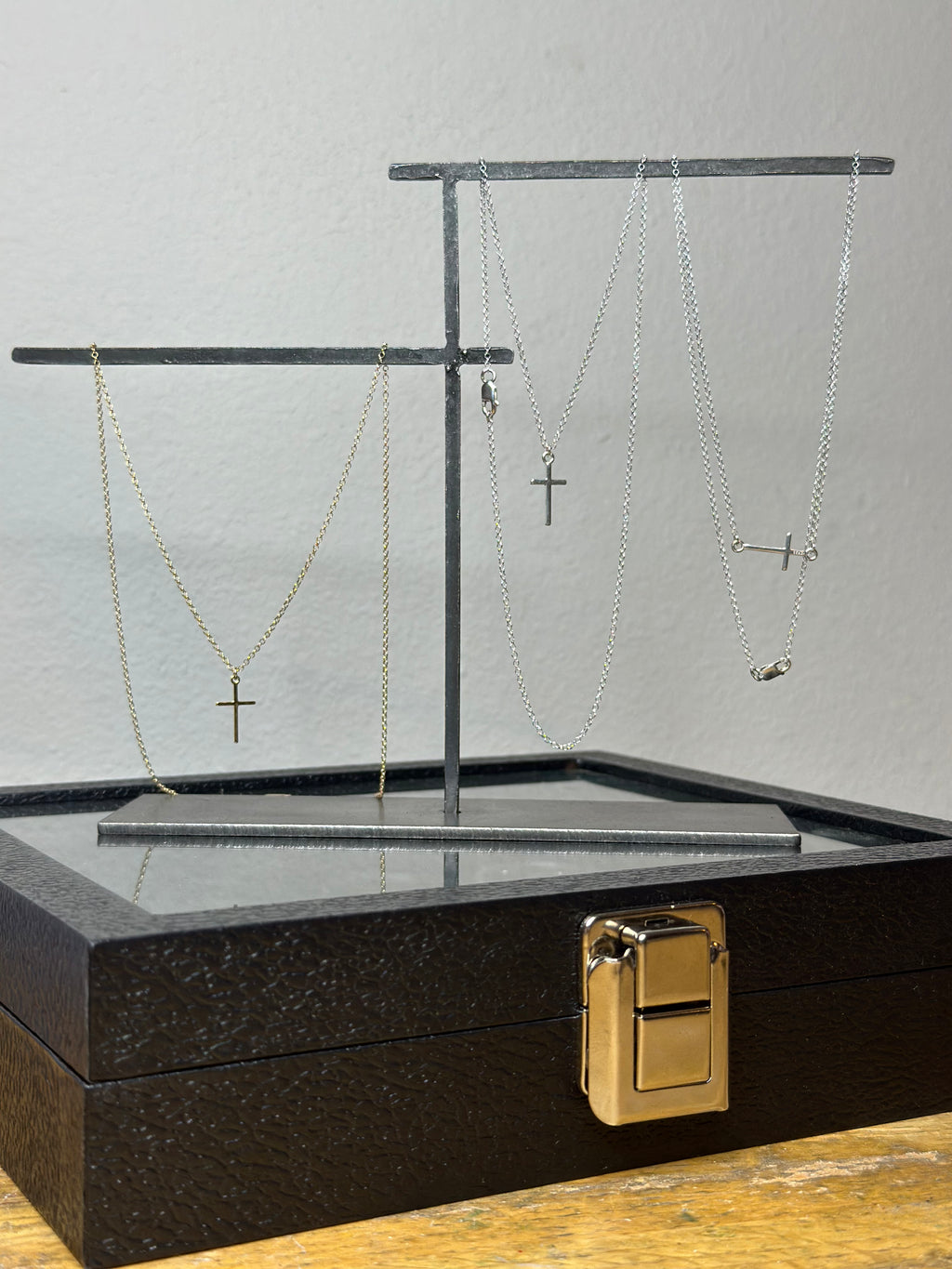 Sterling Silver Cross Necklace - Horizontal