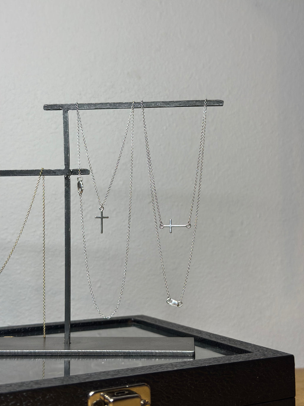 Sterling Silver Cross Necklace - Horizontal