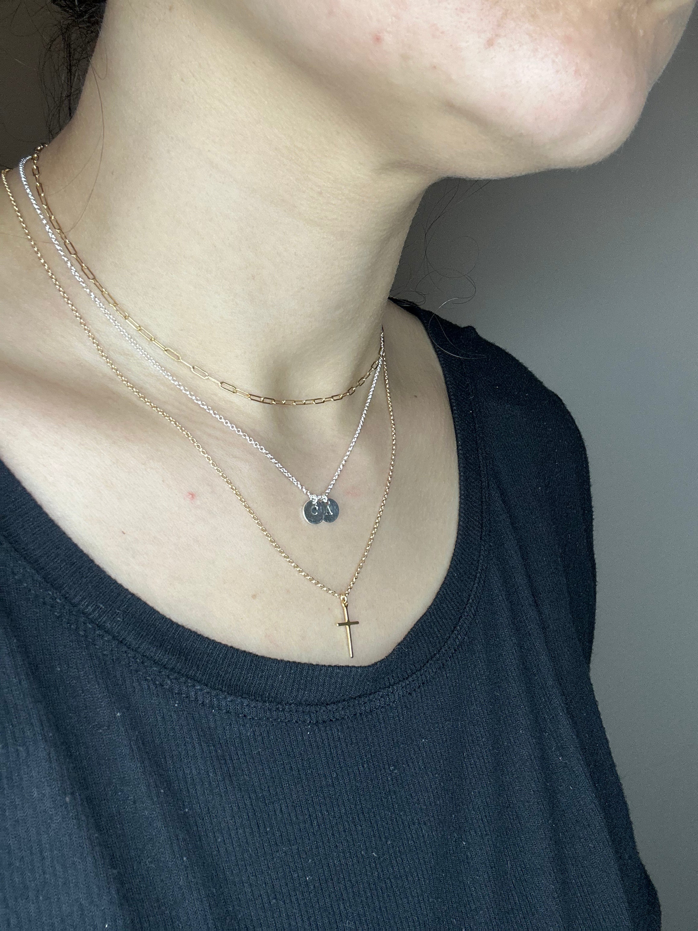 Sterling Silver Cross Necklace - Horizontal