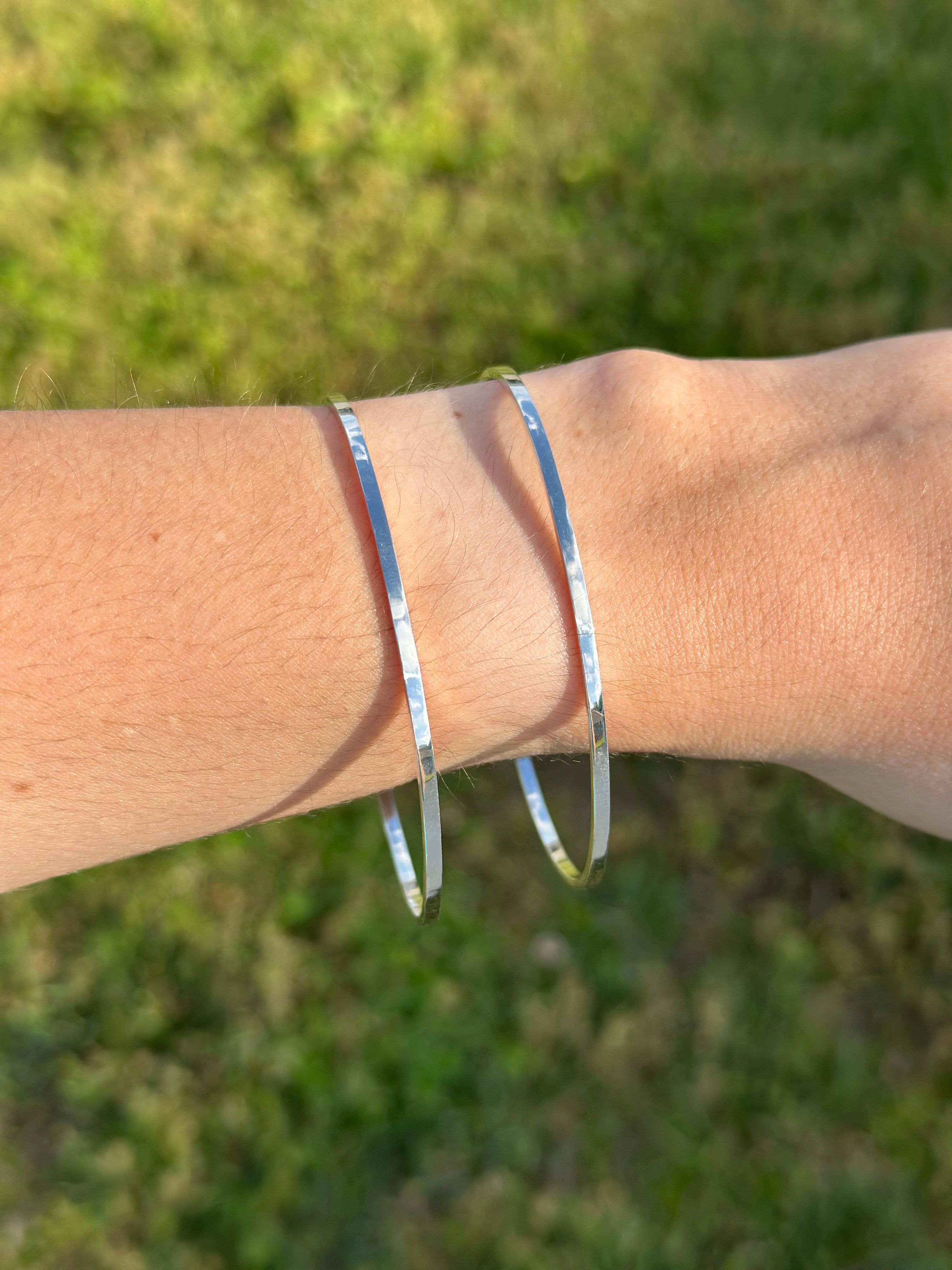 Straight Edge Bangle - 0.925 Sterling Silver