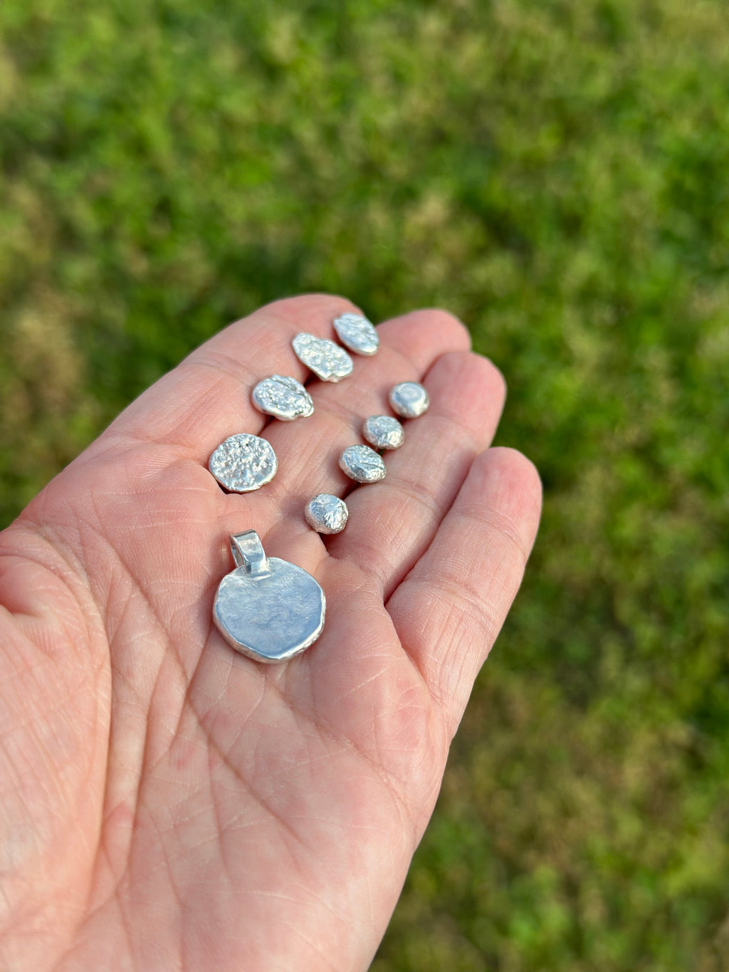 Molten Rounded Stud Earrings - 0.925 Sterling Silver